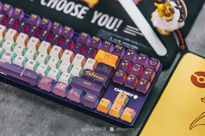 桃チャン文具 CHERRY樱桃MX8.2XAGA宝可梦耿鬼联名款：玩转个性与性能的结合_键盘_